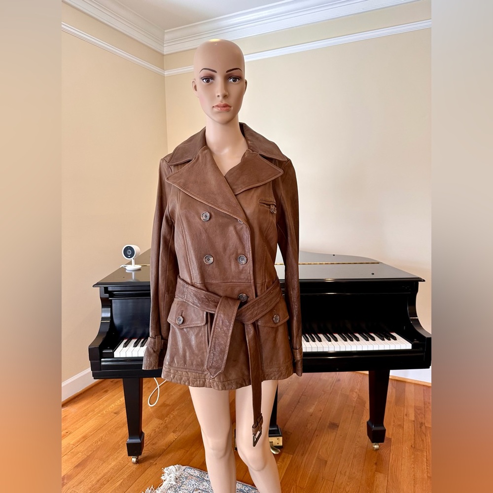 NWT Luxury Minimalist Premium Banana Republic Leather Double Breasted Jacket - Picture 3 of 17